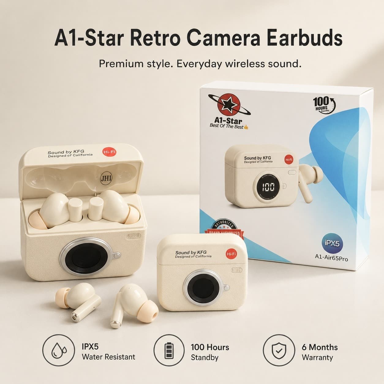 Retro Camera Design Earbuds